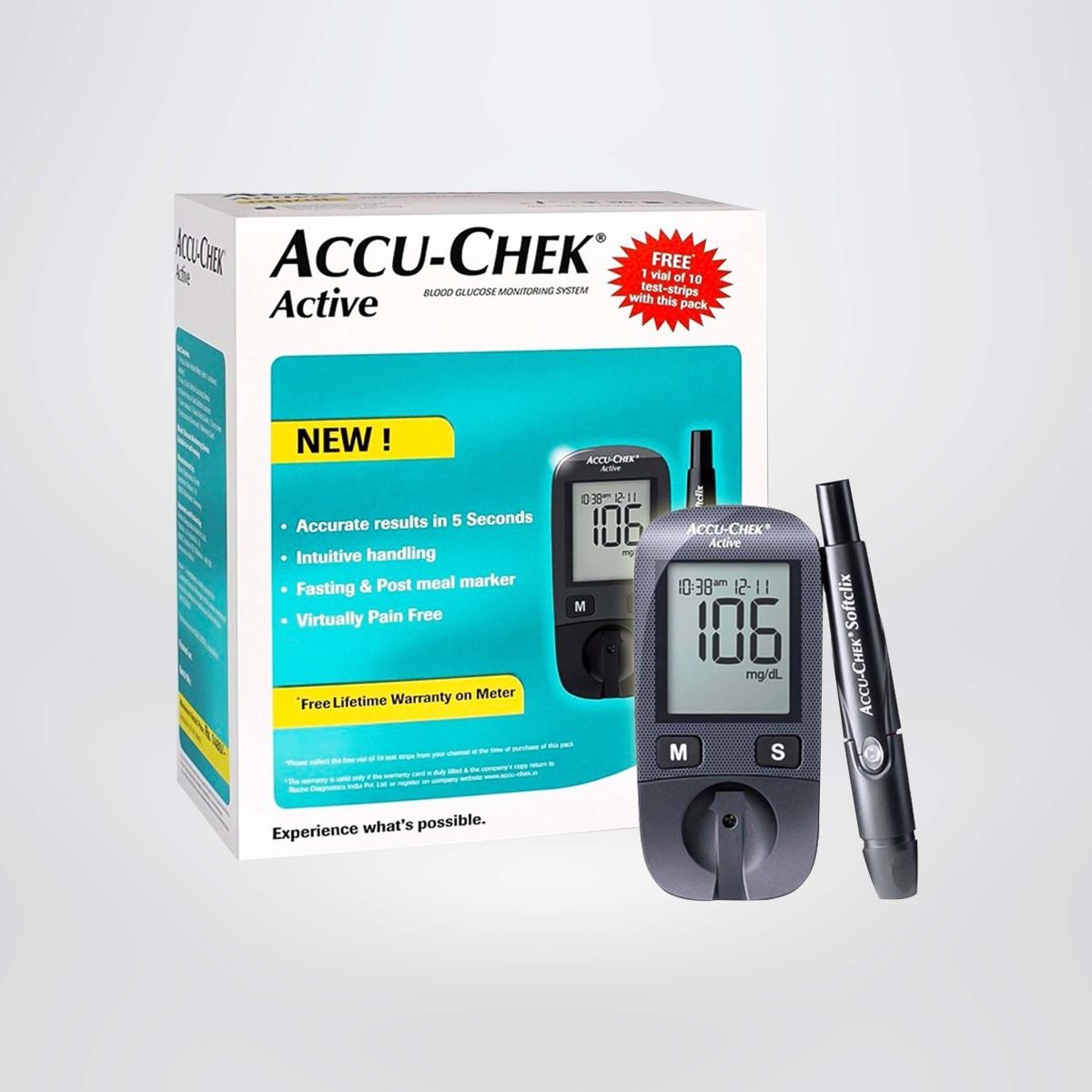 Máy đo đường huyết Accu-Chek Active Kèm Dụng cụ lấy máu Softclix