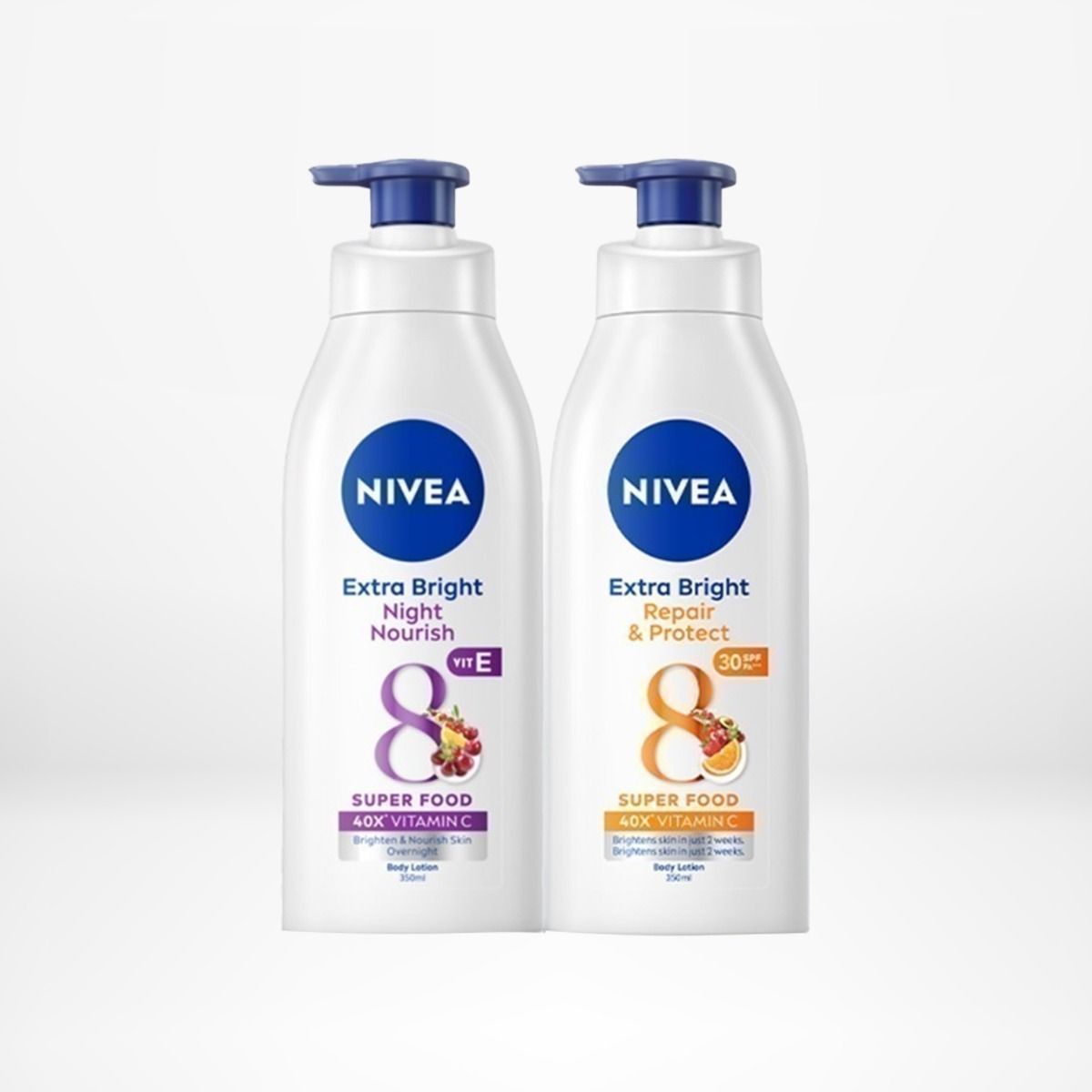 Bộ 2 Sữa Dưỡng Thể NIVEA Extra Bright Ngày Và Đêm Dưỡng Ẩm Sáng Da Phục Hồi Chống Nắng (350 ml)