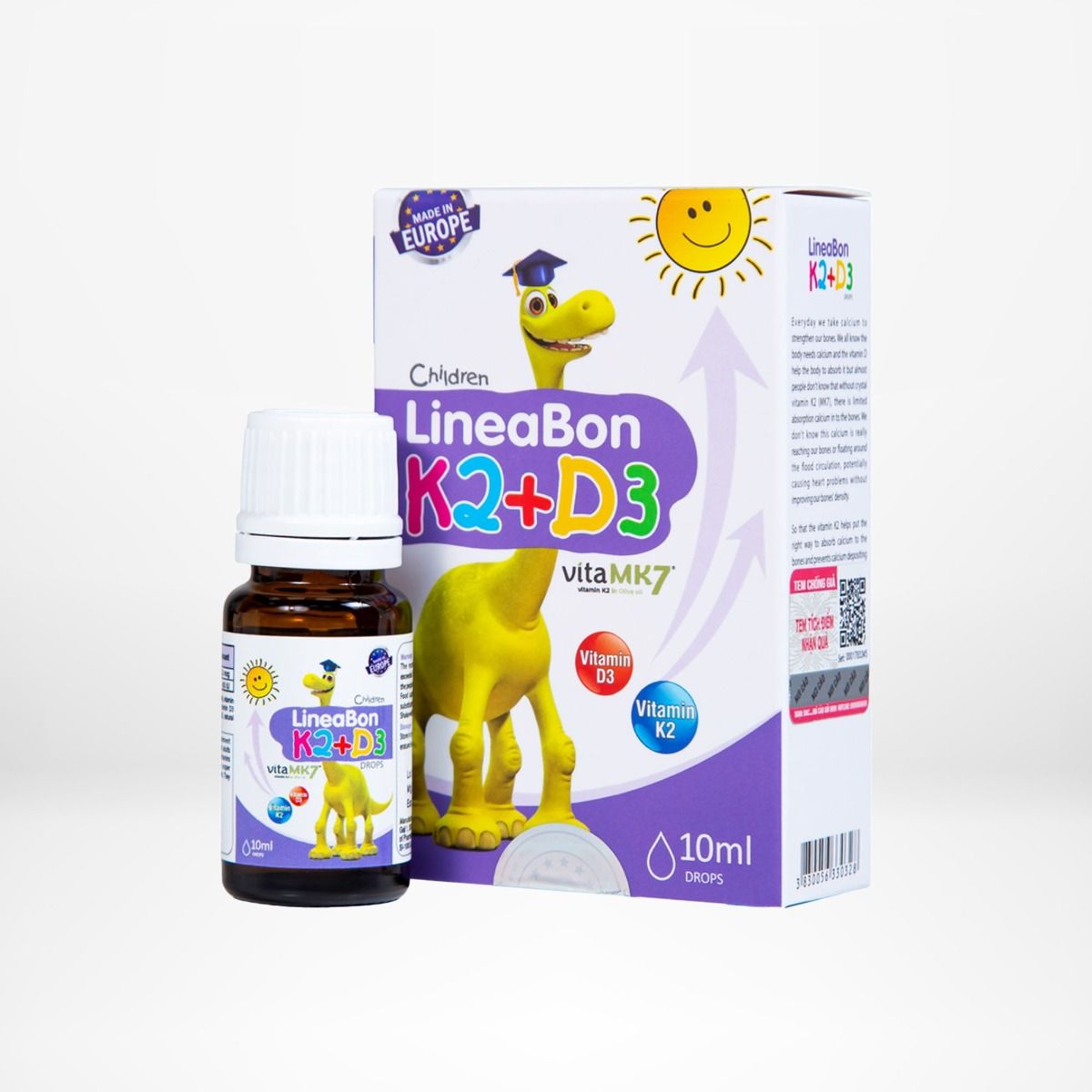 LineaBon Vitamin D3 K2 10ml Vitamin Hấp Thụ Canxi Giúp Tăng Chiều Cao Cho Bé