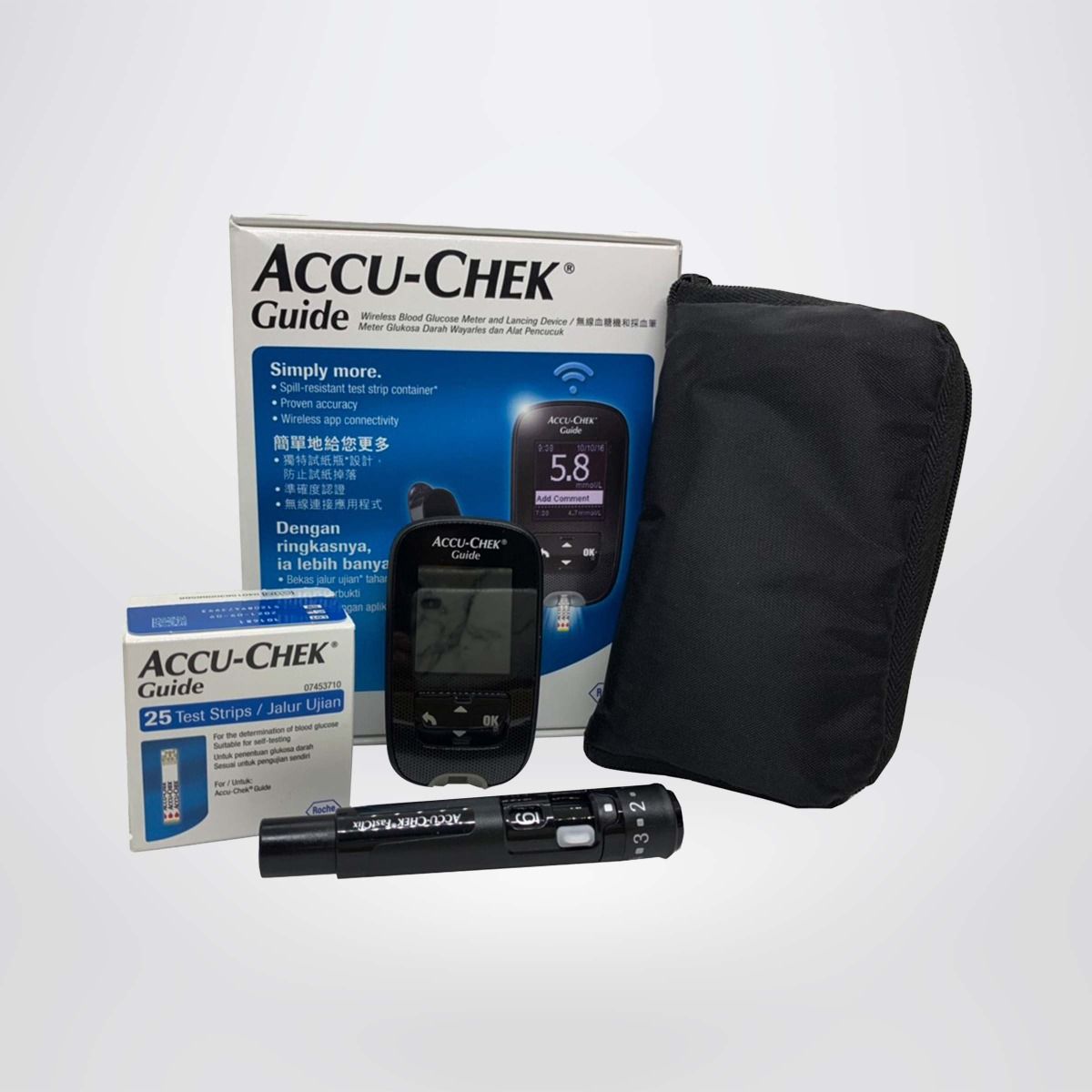 Máy đo đường huyết Accu-Chek Guide mmol/L Kèm Dụng cụ lấy máu Fastclix