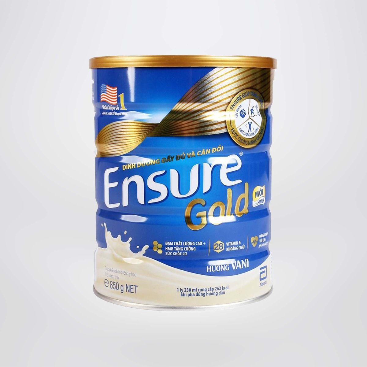 Lon sữa bột Ensure Gold Hương Vani 850g