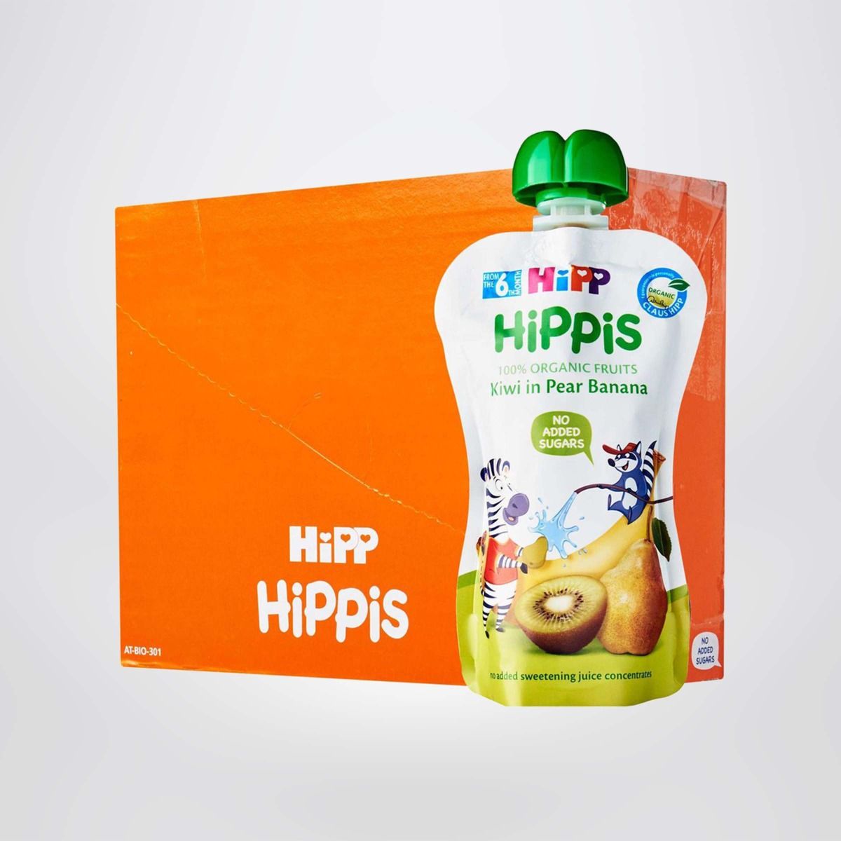 Dinh dưỡng 100% Trái cây nghiền Organic HiPPiS Kiwi, Lê, Chuối 100g