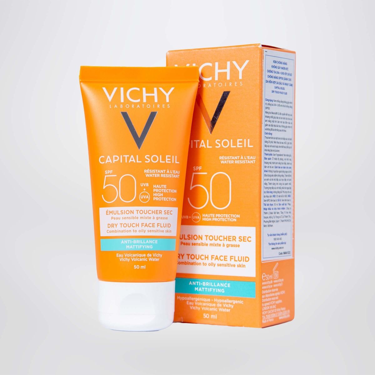 Kem chống nắng không gây nhờn rít Vichy Capital Soleil Dry Touch SPF 50 Chống Tia UVA + UVB 50ml