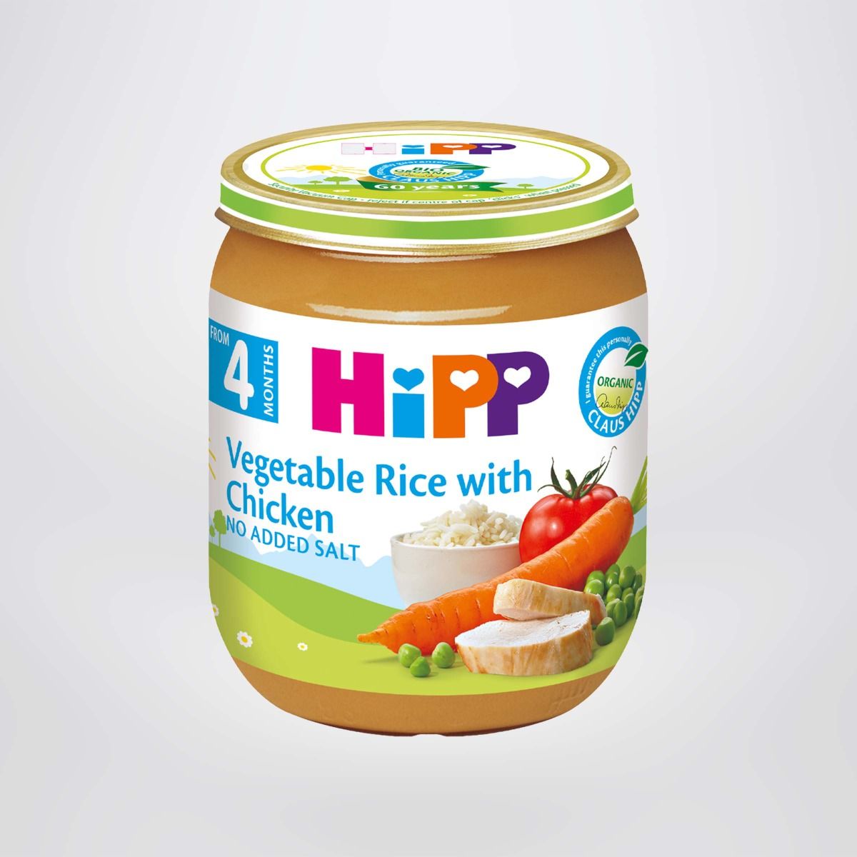 Dinh dưỡng đóng lọ ăn dặm Thịt gà, cơm nhuyễn, rau tổng hợp HiPP Organic 125g