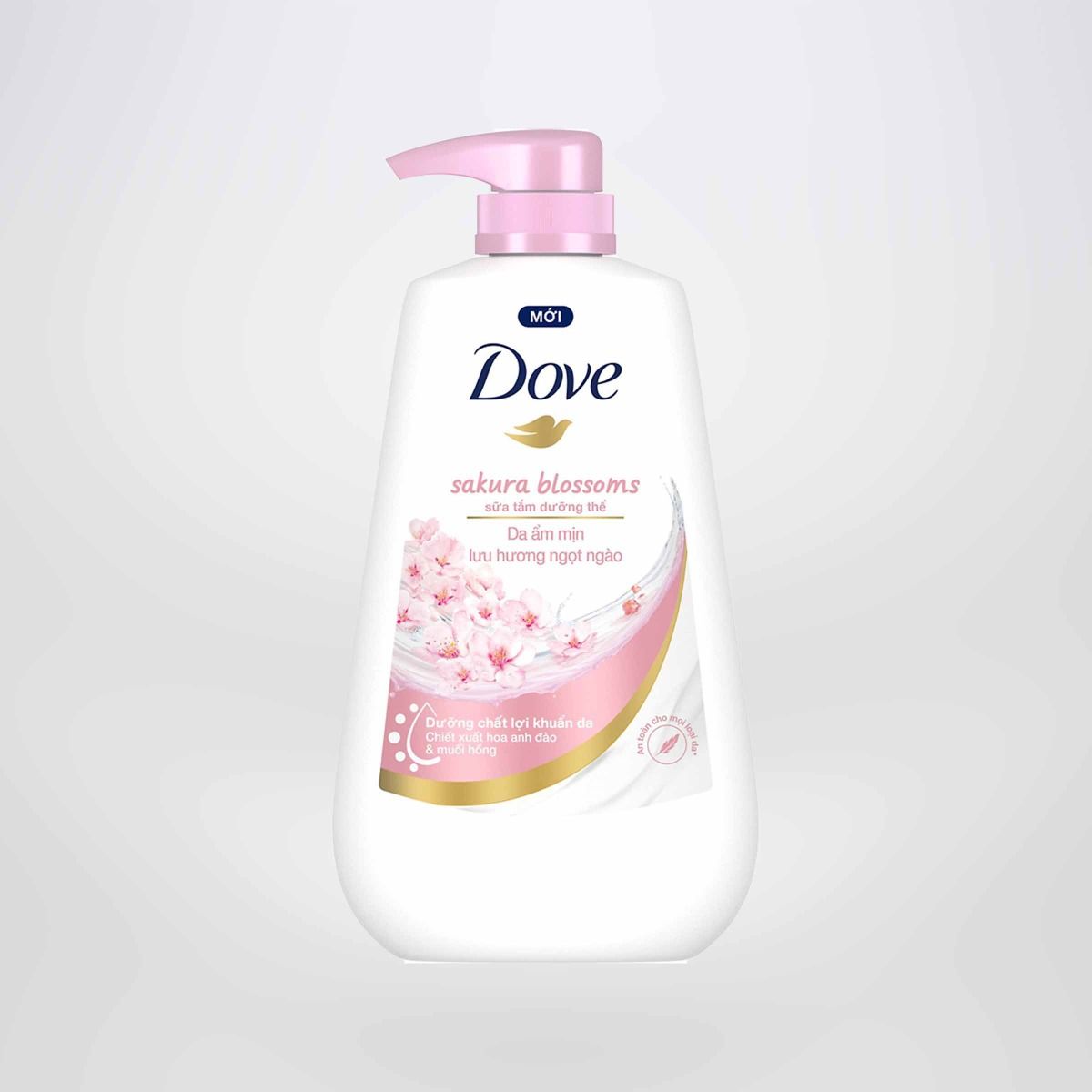 Sữa tắm dưỡng thể Dove Sakura Blossoms Da mềm mịn hương hoa với hương hoa anh đào & muối hồng 900g