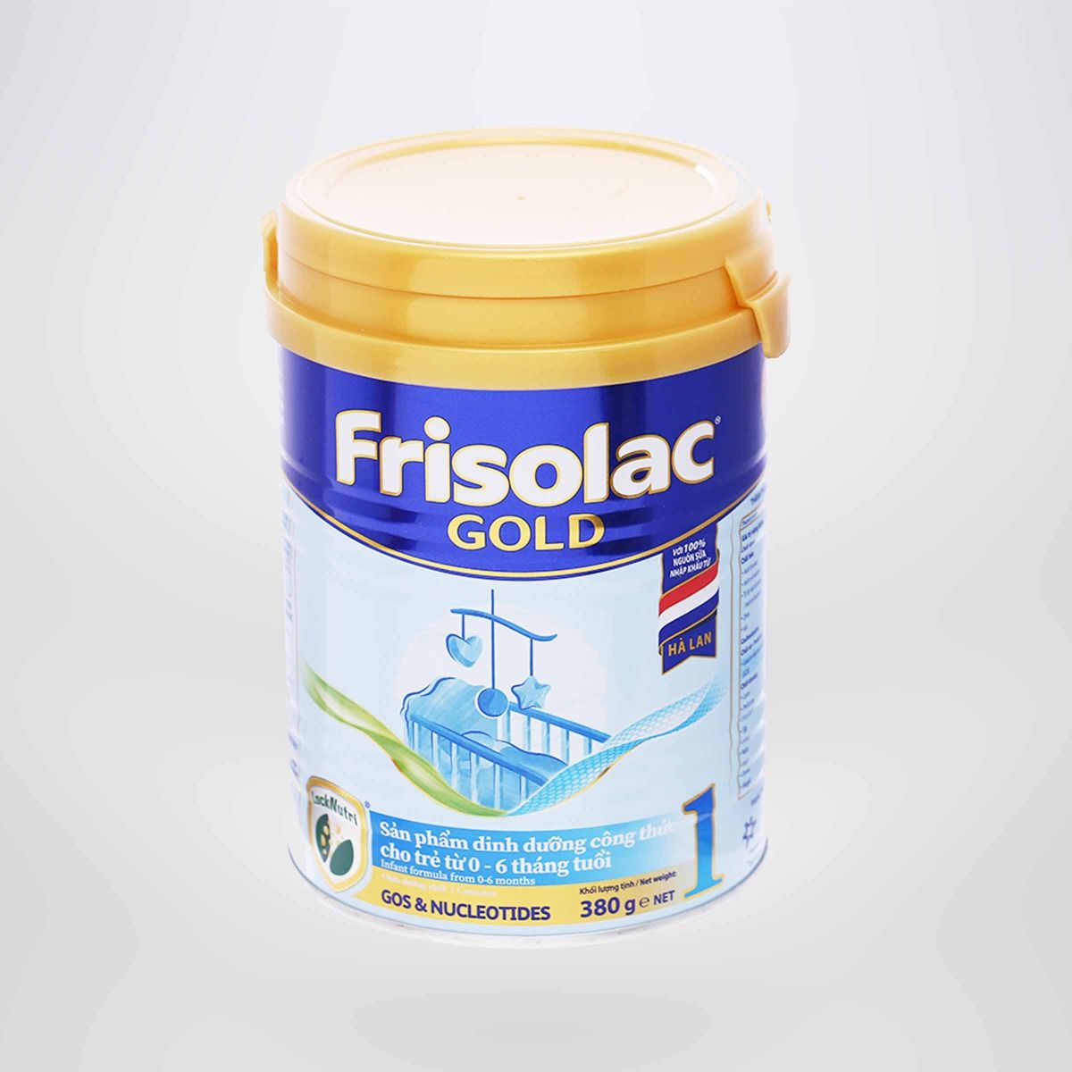 Sữa bột Frisolac Gold 1 lon thiếc 380G-cho trẻ 0-6 tháng tuổi