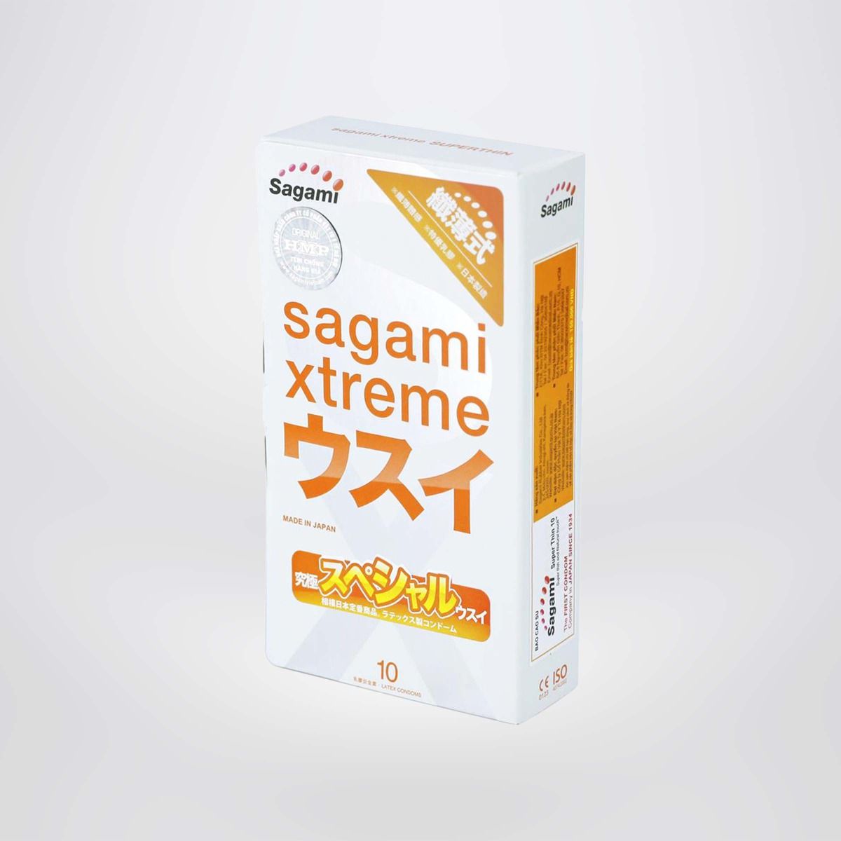 Bao cao su Sagami Superthin (hộp 10 chiếc) - hàng siêu mỏng, co dãn tốt, không mùi, cỡ trung 52