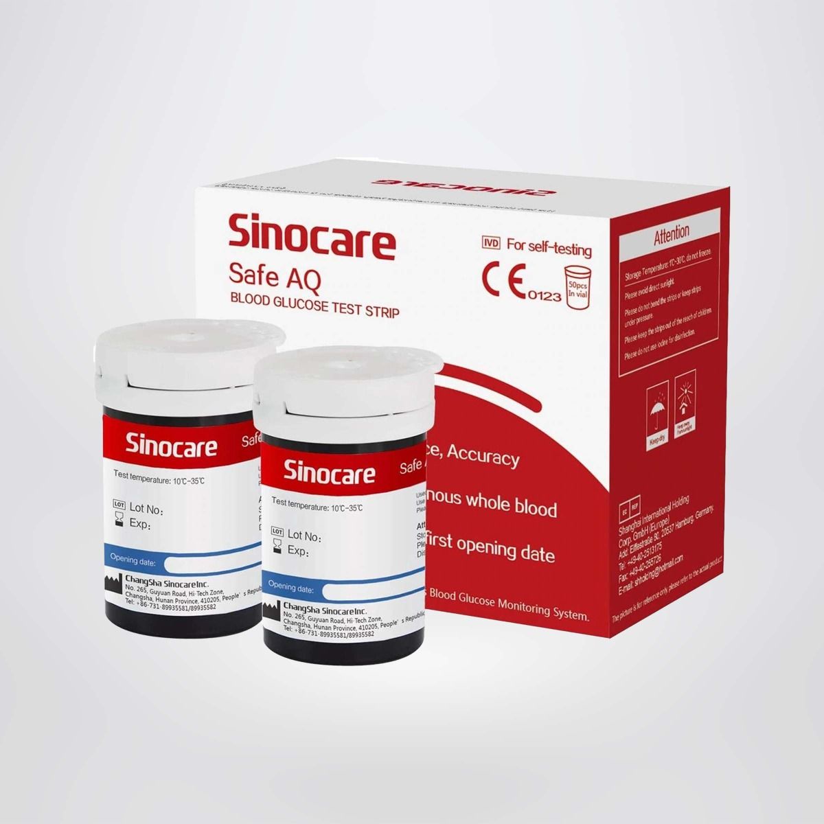 Sinocare Que Thử Đường Huyết Safe AQ Smart Hộp 50 Que Thử Tặng kèm 50 Kim