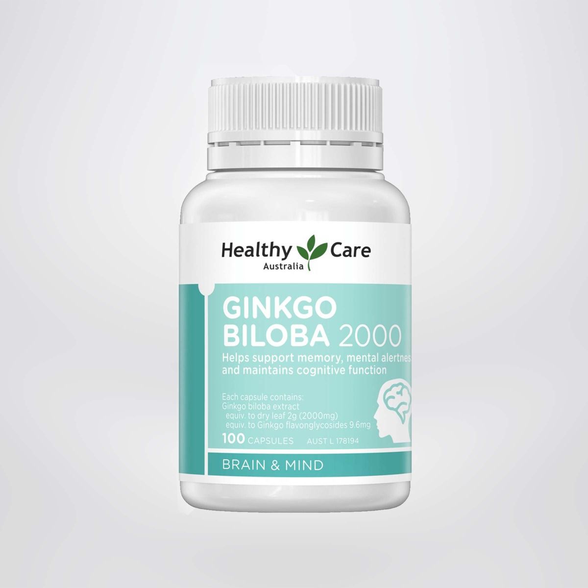 Bổ não Ginkgo Biloba 2000 Healthy Care 100 viên chính hãng Úc