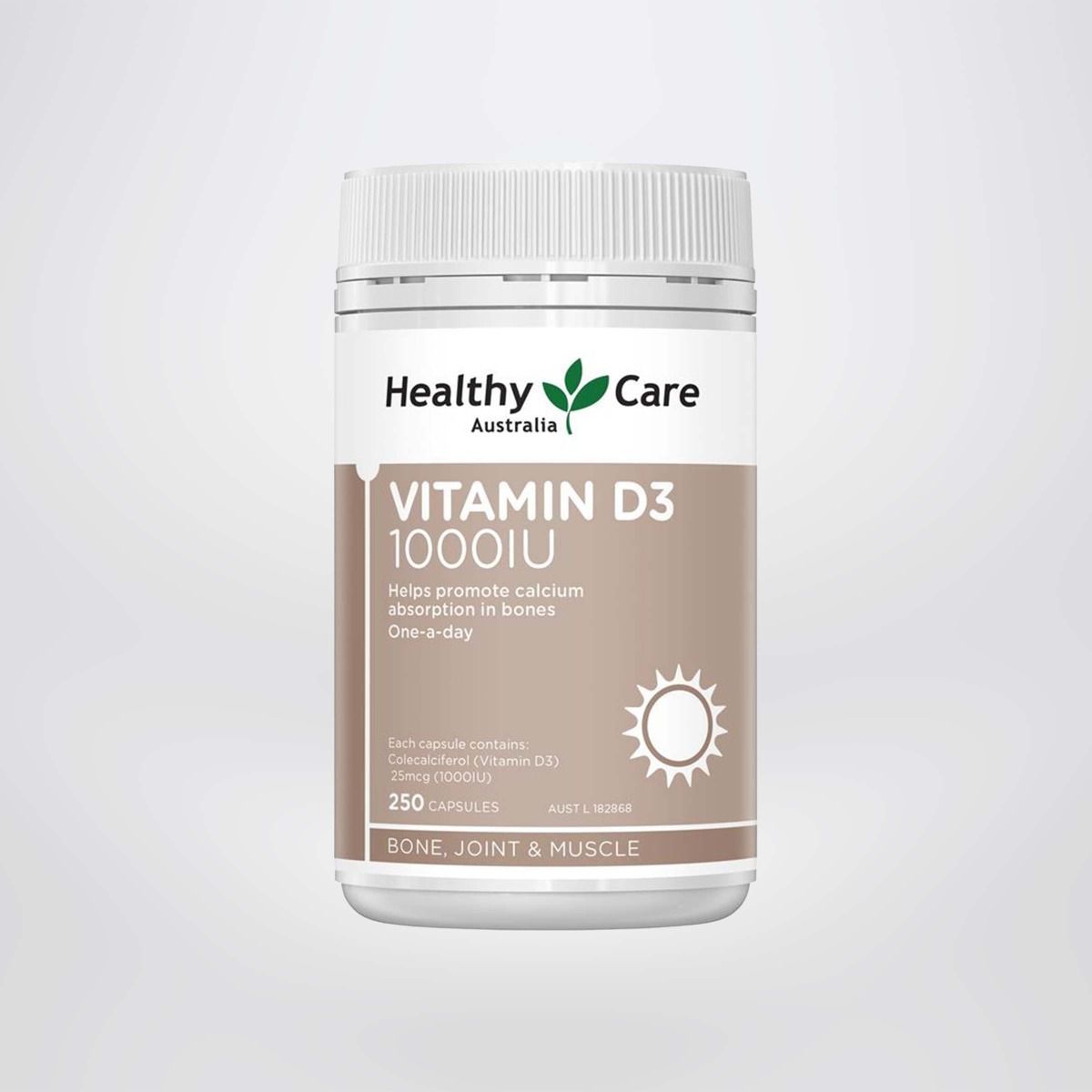 Healthy Care Vitamin D3 1000 IU 250 - Viên uống bổ sung vitamin D3 250 viên của Úc