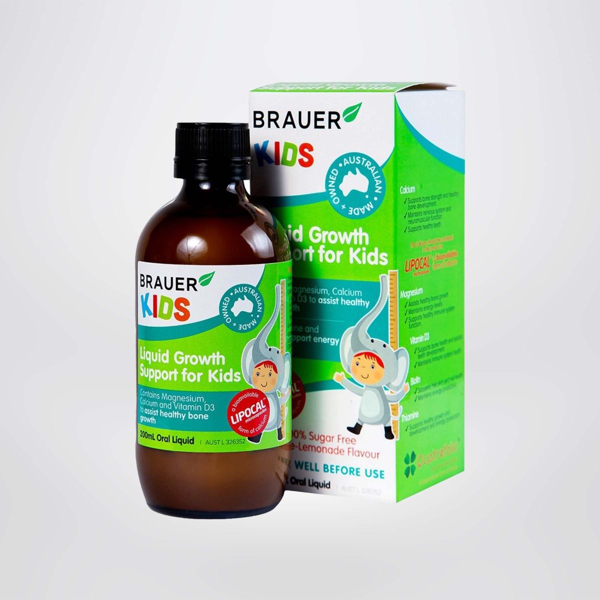 Siro Brauer Calcium with Magnesium & ZinC - Hỗn hợp Vitamin Canxi, Magie và Kẽm cho trẻ từ 1 tuổi 200ml