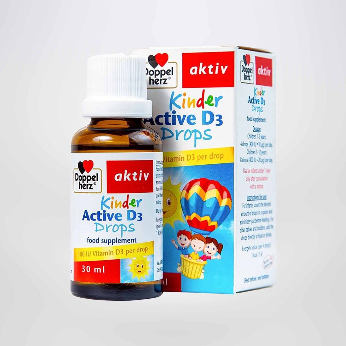 Siro bổ sung Vitamin D3, tăng đề kháng cho trẻ Doppelherz Aktiv Kinder Active D3 Drops 30ml