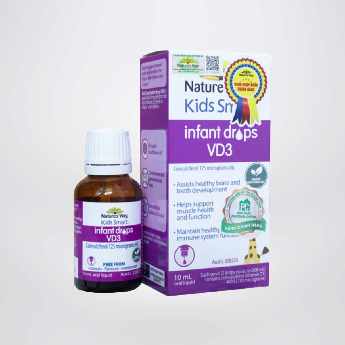 Combo 2 Siro Uống Kids Smart Infant Drops VD3 Nature's Way Bổ Sung Vitamin D3 Hỗ Trợ Xương, Răng Chắc Khỏe 10ml/hộp