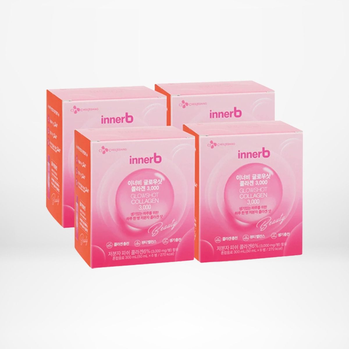 Combo 4 hộp nước uống Collagen Vitamin C sáng da Innerb Glowshot (50mlx6)