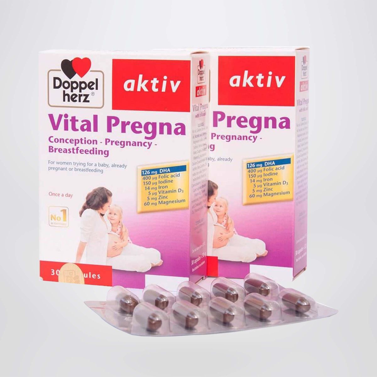 Vitamin bổ sung khoáng chất cho mẹ bầu Doppelherz Aktiv Vital Pregna