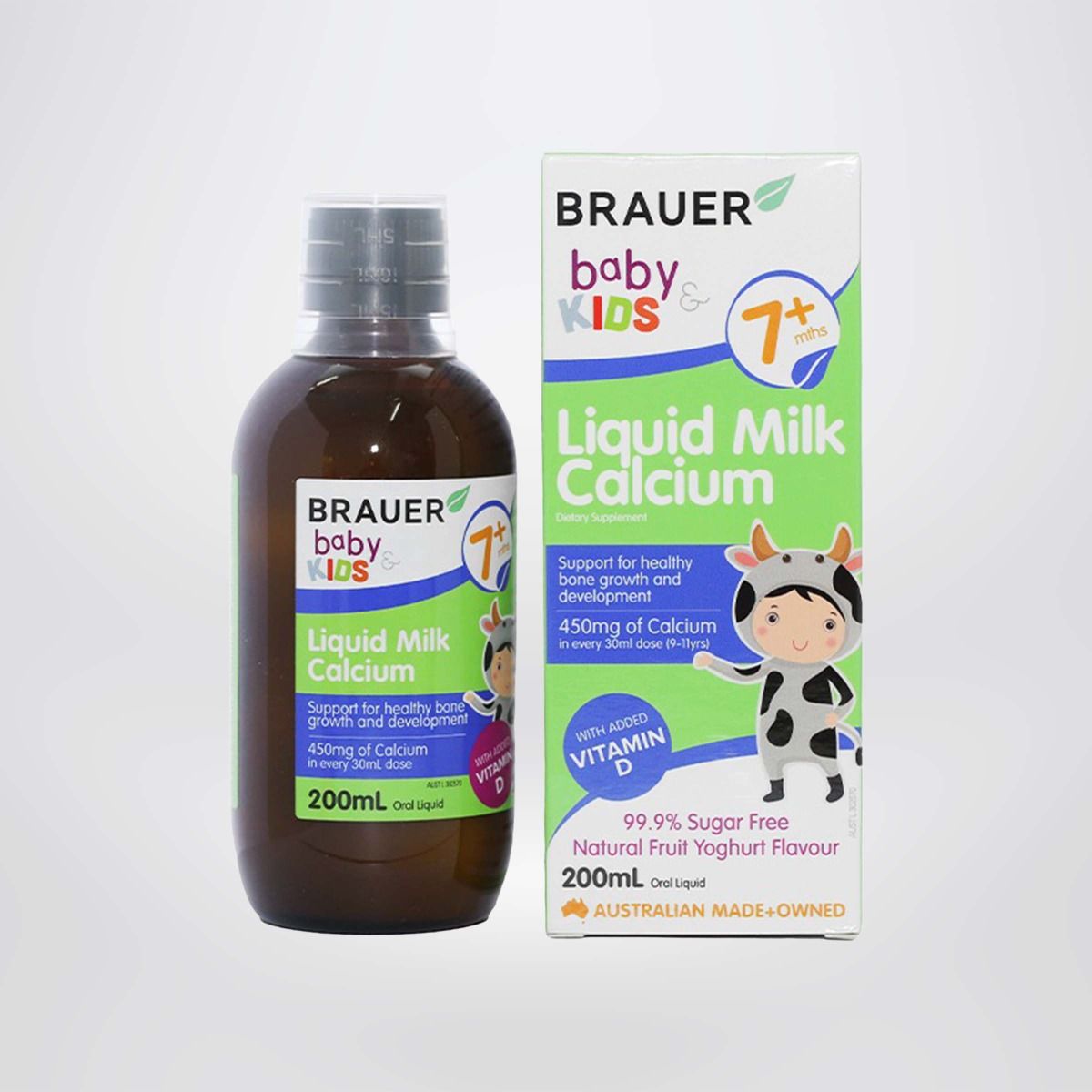 Siro BRAUER Liquid Milk Calcium - Bổ sung Canxi dạng sữa cho trẻ trên 7 tháng tuổi (200ml)