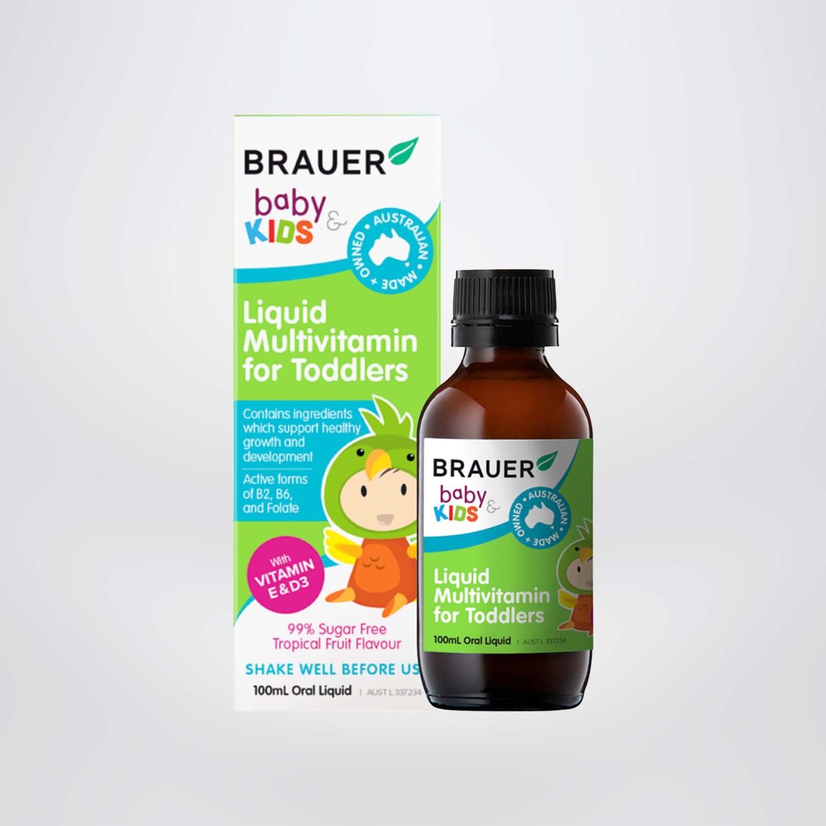 Siro BRAUER Kids Liquid Multivitamin for Toddlers- Vitamin Tổng Hợp cho trẻ từ 1-3 tuổi (100ml)