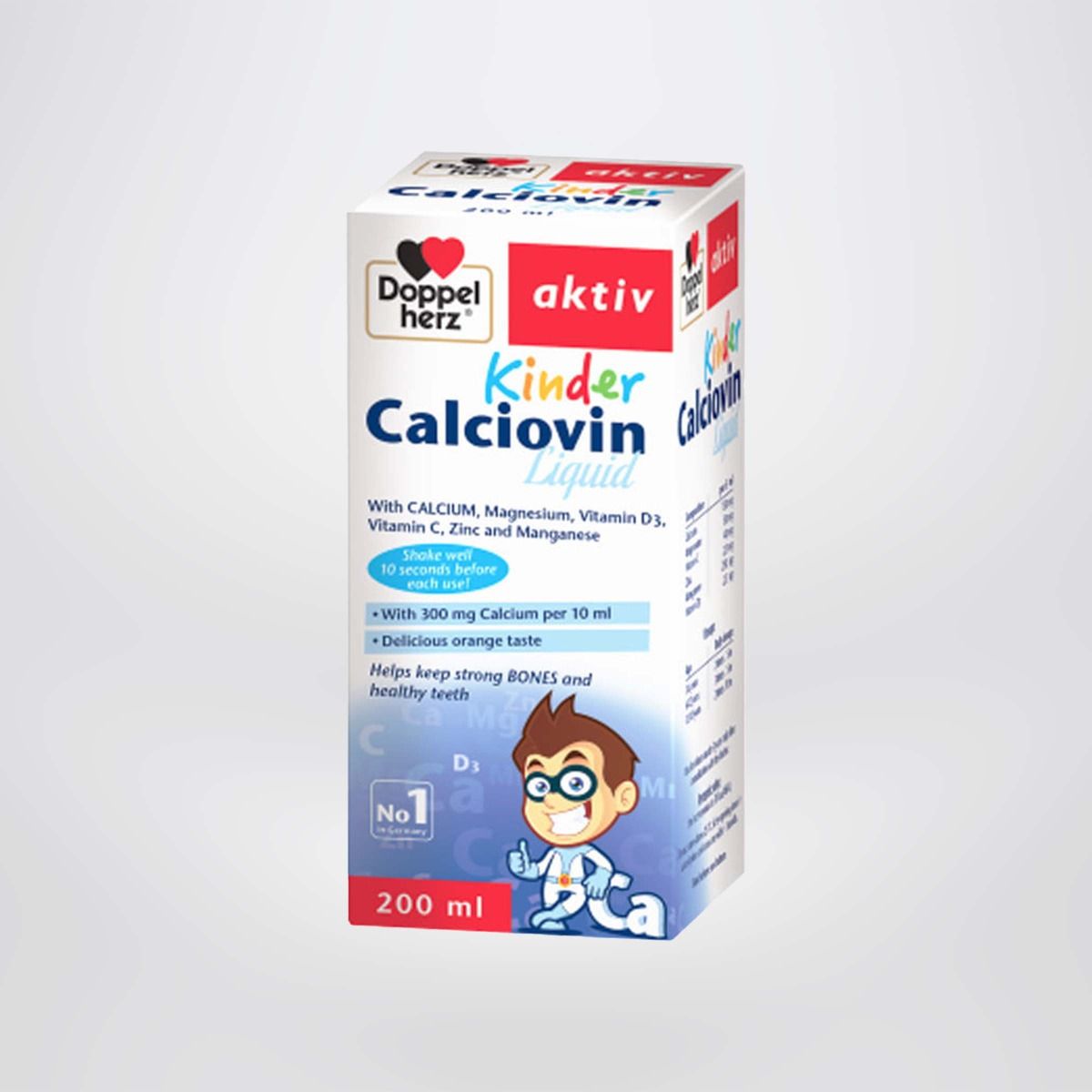 Siro bổ sung Canxi hữu cơ dành cho bé Doppelherz Aktiv Kinder Calciovin Liquid Chai 200ml