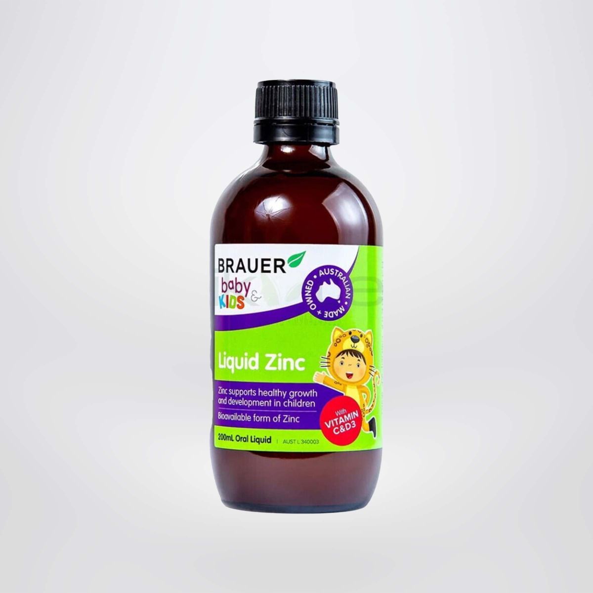 Siro Brauer Calcium with Magnesium & ZinC - Hỗn hợp Vitamin Canxi, Magie và Kẽm cho trẻ từ 1 tuổi 200ml