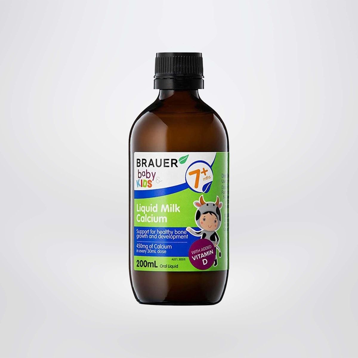 Siro BRAUER Liquid Milk Calcium - Bổ sung Canxi dạng sữa cho trẻ trên 7 tháng tuổi (200ml)