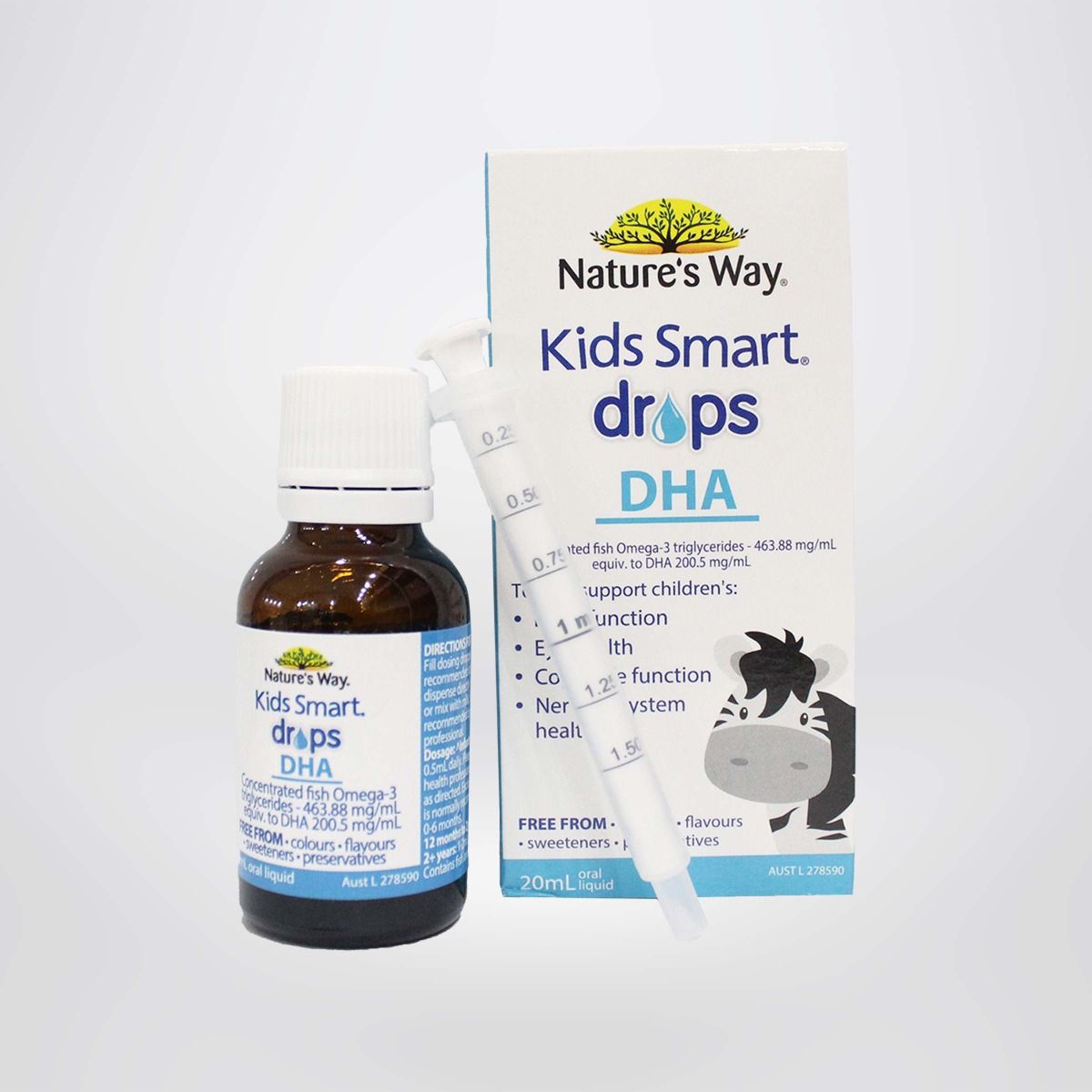 Combo 2 Hộp DHA Nature's Way Kids Smart Drops DHA Dạng Giọt Giúp Tăng IQ, Thị Lực Phát Triển Não Bộ Cho Bé 20ml