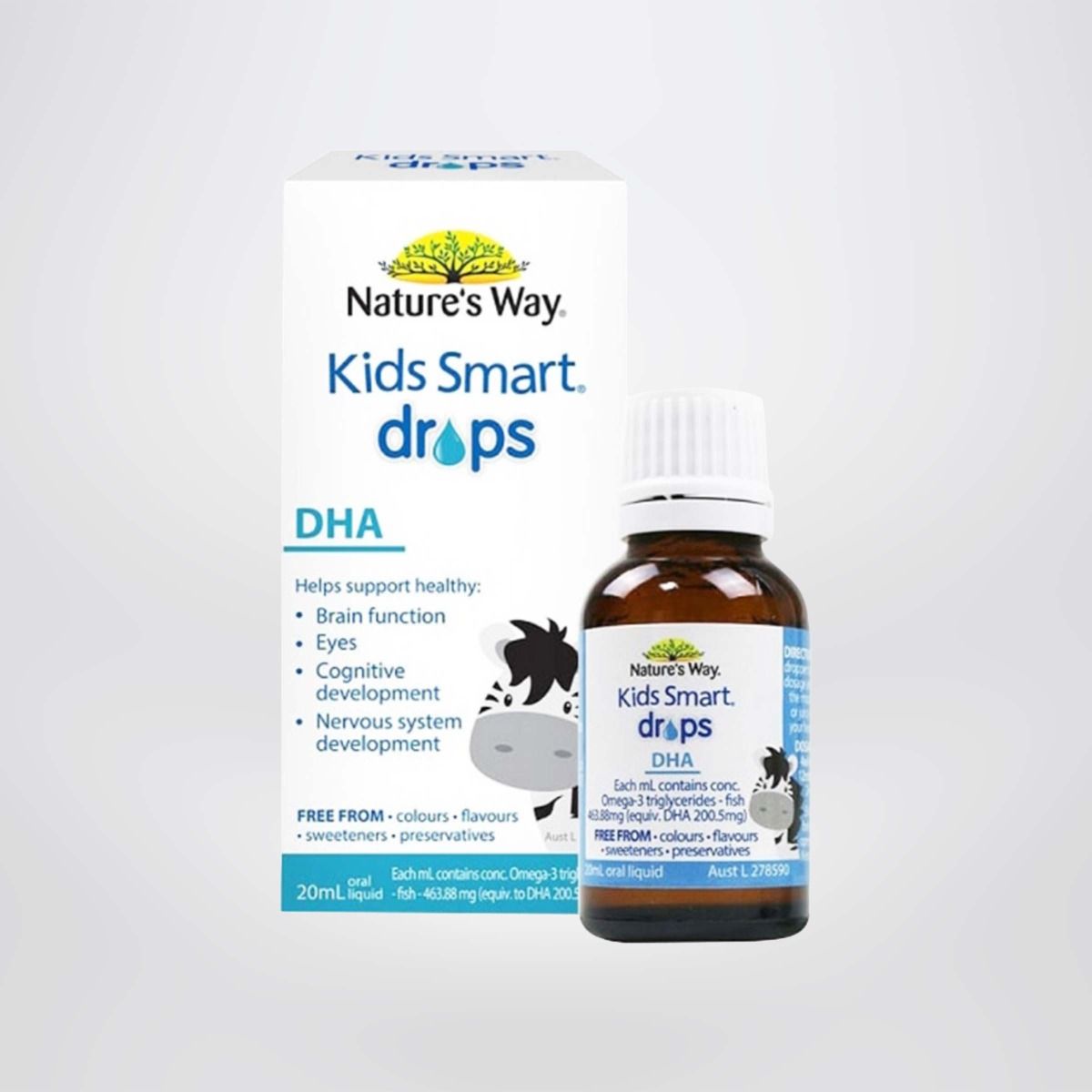 Combo 2 Siro Uống Nature's Way Kids Smart Drops DHA Và Infant Drops VD3 Bổ Sung Vitamin D Và Phát Triển Não Bộ 20ml/10ml